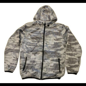 Riflessi Gray Camo Jacket Hoodie Size XL Lightweight Zipper Outdoors Woodsy